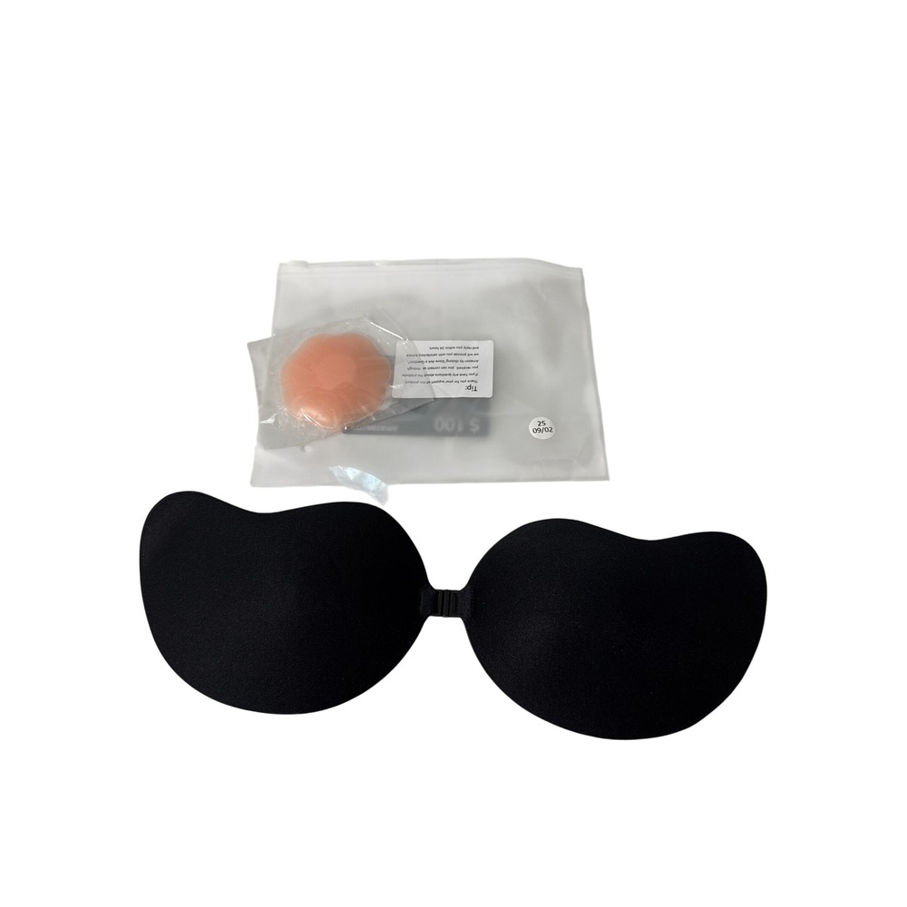 Adhesive Bra Women Size B Black Excellent Strapless Backless Push Up New